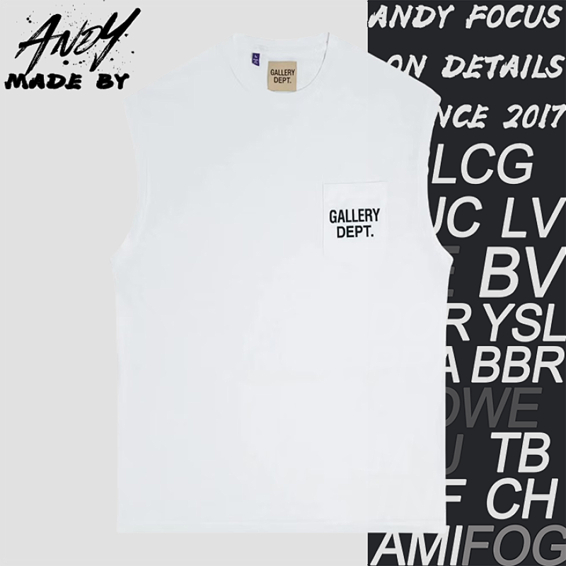 G D Pocket English Print Vest Short Sleeves