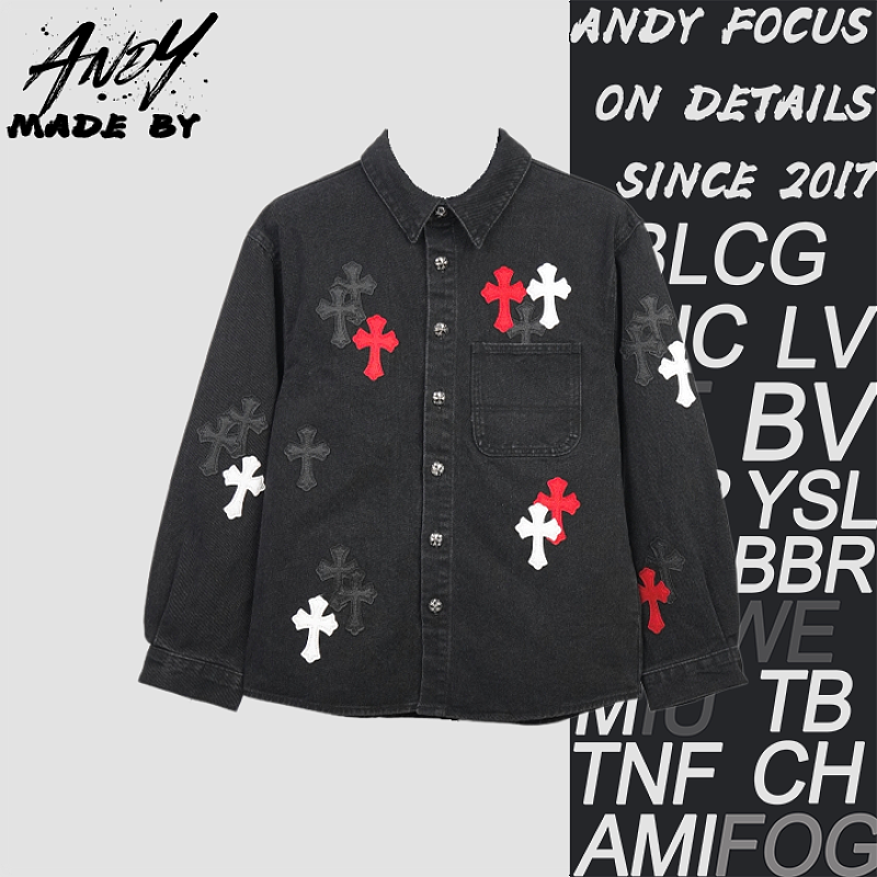 Color-block Patched Denim Jacket With Cross