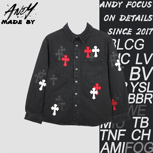 Color-block Patched Denim Jacket With Cross