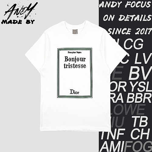 Green Frame Poem Embroidered Short-Sleeve