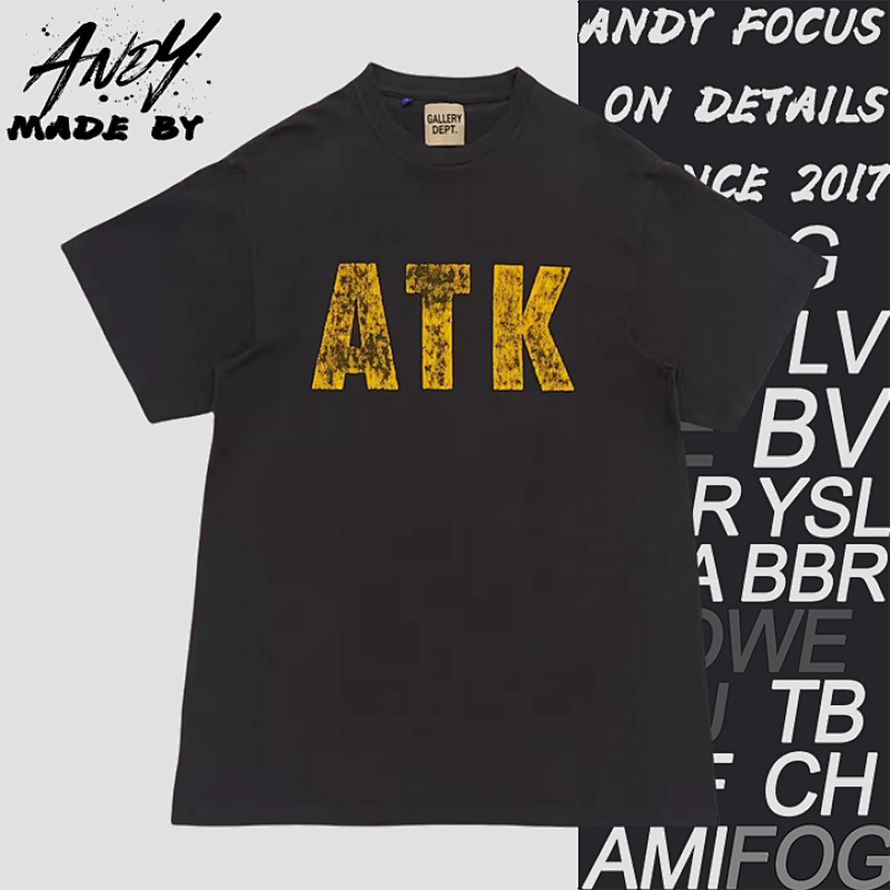 G D Atk Distressed Letter Print Short Sleeves
