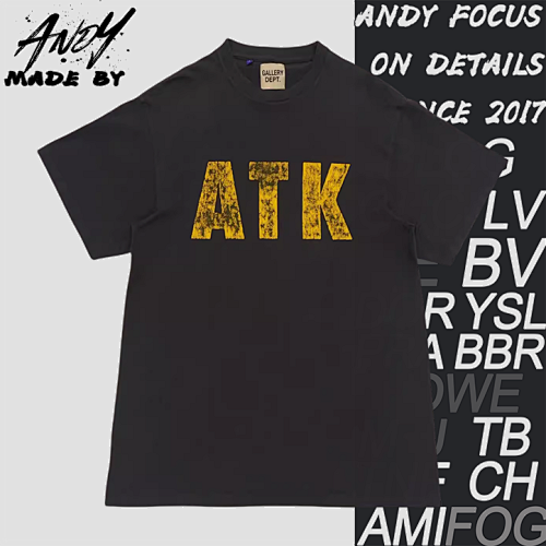 G D Atk Distressed Letter Print Short Sleeves