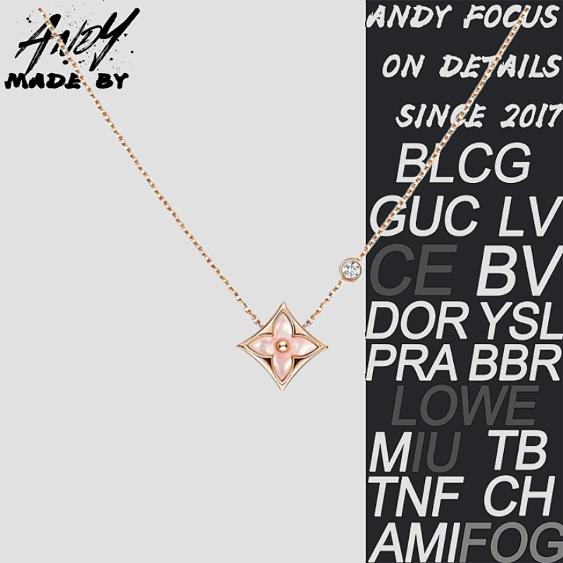 Color Blossom Series Diamond Flower Necklace White Pink