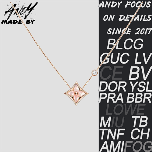 Color Blossom Series Diamond Flower Necklace White Pink