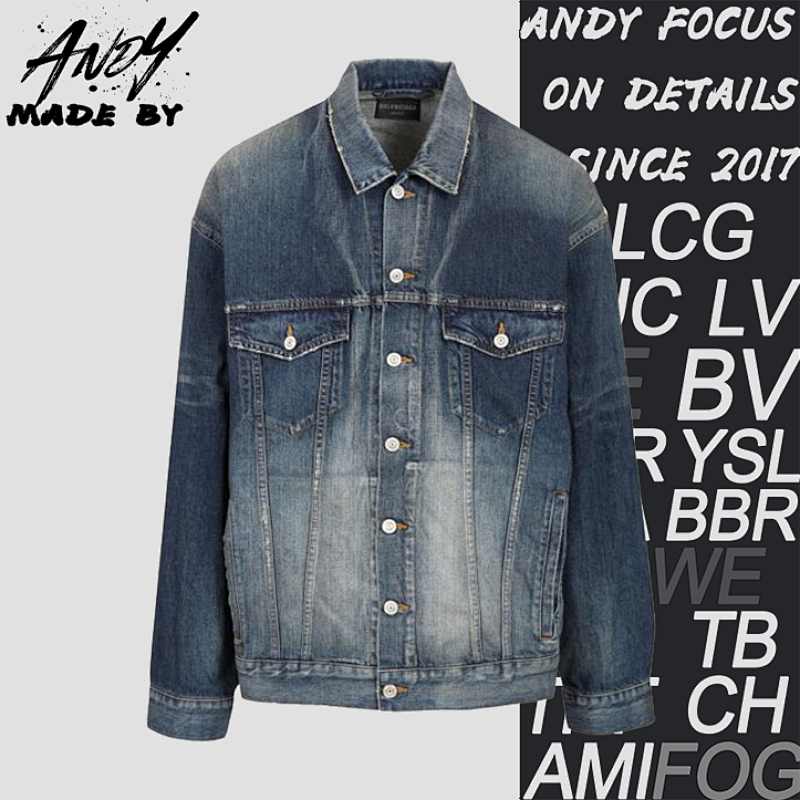 47 Blue Denim Jacket With Silver Tape Print