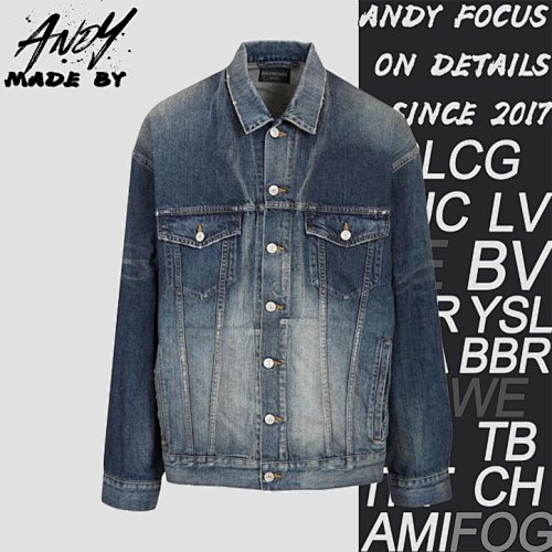 47 Blue Denim Jacket With Silver Tape Print