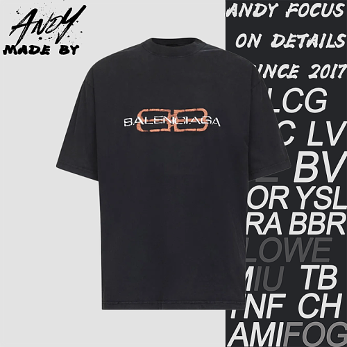 Balenciaga Mottled Mud-Dyed Short-Sleeve T-Shirt With Double-B Print