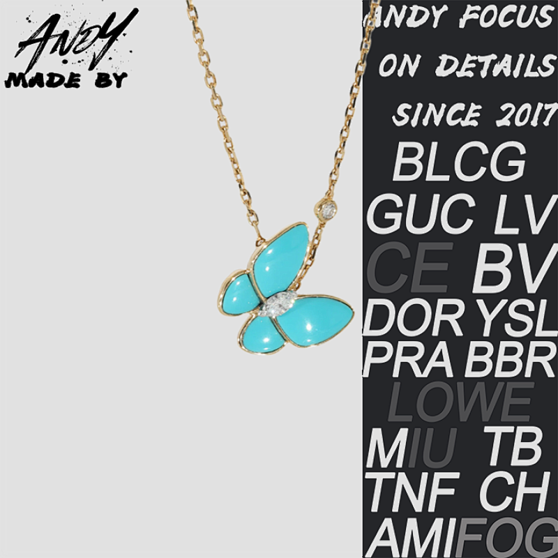 Van Turquoise Butterfly Necklace Rose Gold