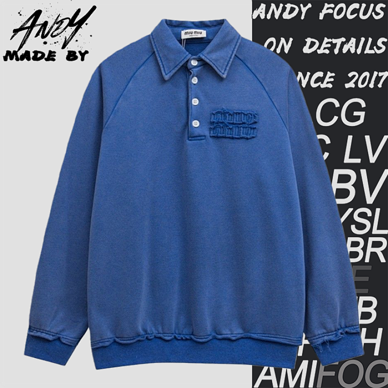 Washed Distressed Klein Blue Sweatshirt