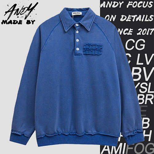 Washed Distressed Klein Blue Sweatshirt