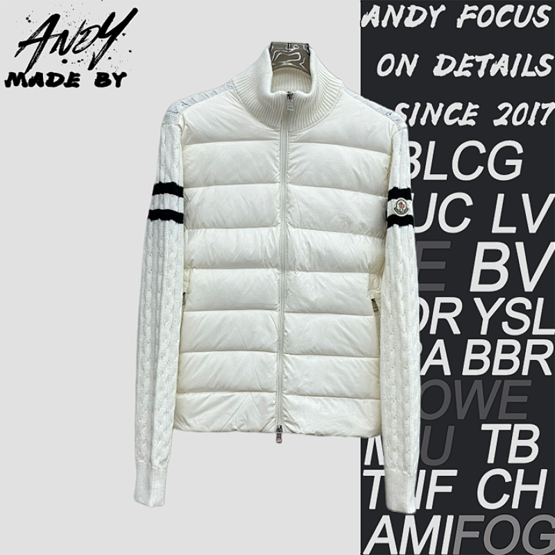 Stand Collar Down Jacket With Knitted Sleeves