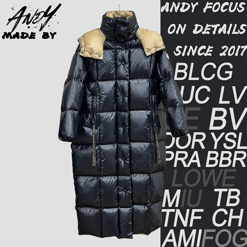 Color-blocked Long Down Jacket