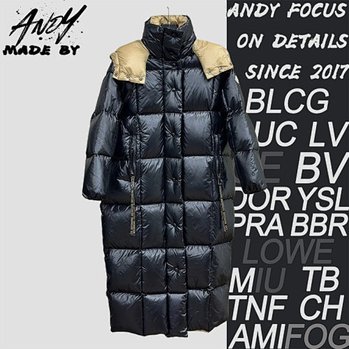 Color-blocked Long Down Jacket