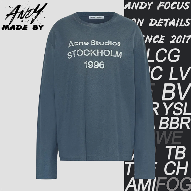 Mottled Letter Print Long Sleeves-Navy