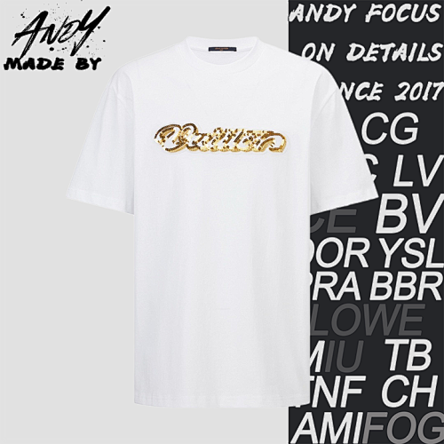 Gold Sequined Embroidered Logo Short-sleeved Shirt