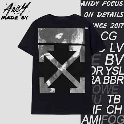 O FF Religious Angel Wings Print Short Sleeves