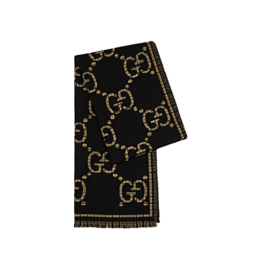 Gucci Classic Double G Grid Woolen Knitted Scarf