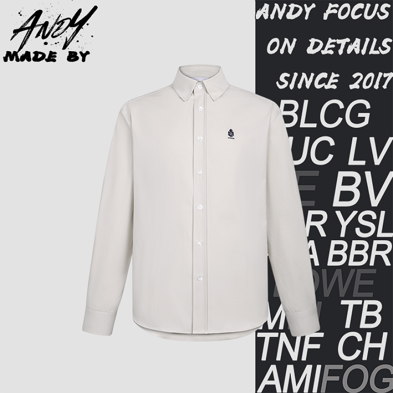 Cotton Shirt With Turn-down Collar And Embroidered Logo