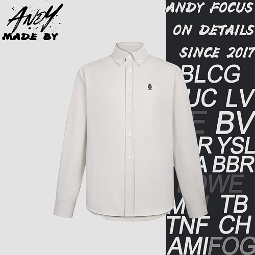 Cotton Shirt With Turn-down Collar And Embroidered Logo