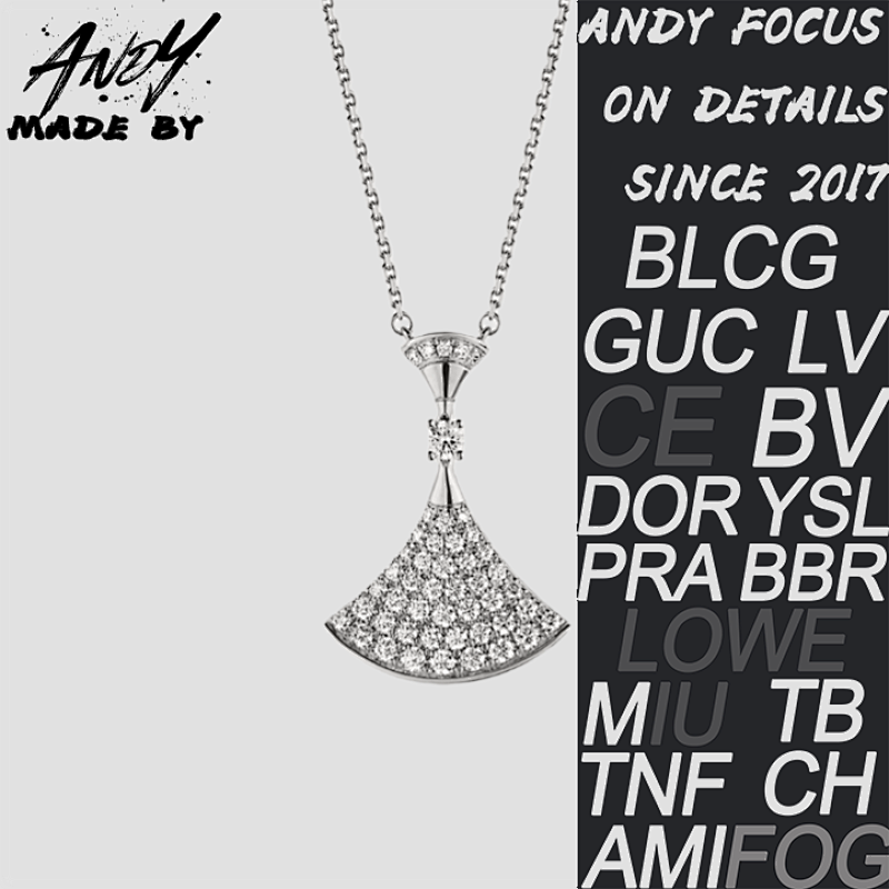 B Full Diamond Dress Necklace In White Gold At