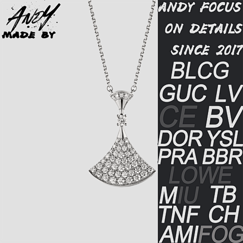 B Full Diamond Dress Necklace In White Gold At