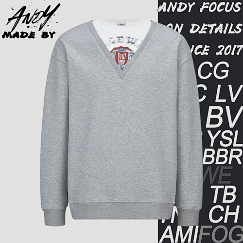 Loewe Faux Two-Piece Printed Embroidered V-Neck Sweatshirt