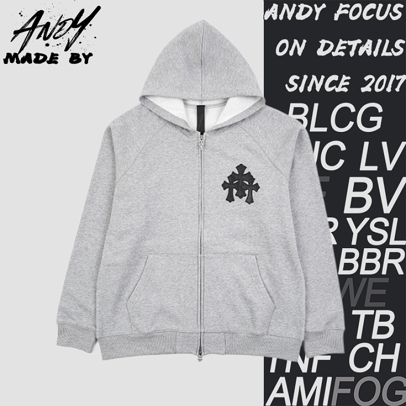Chrome Hearts CH Cross-Patterned Leather Hooded Jacket