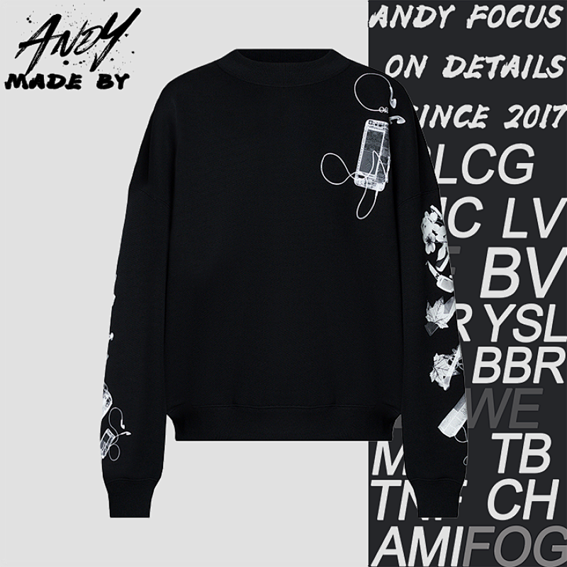 OW Digital Headphones Arrow Print Crew Neck Sweatshirt