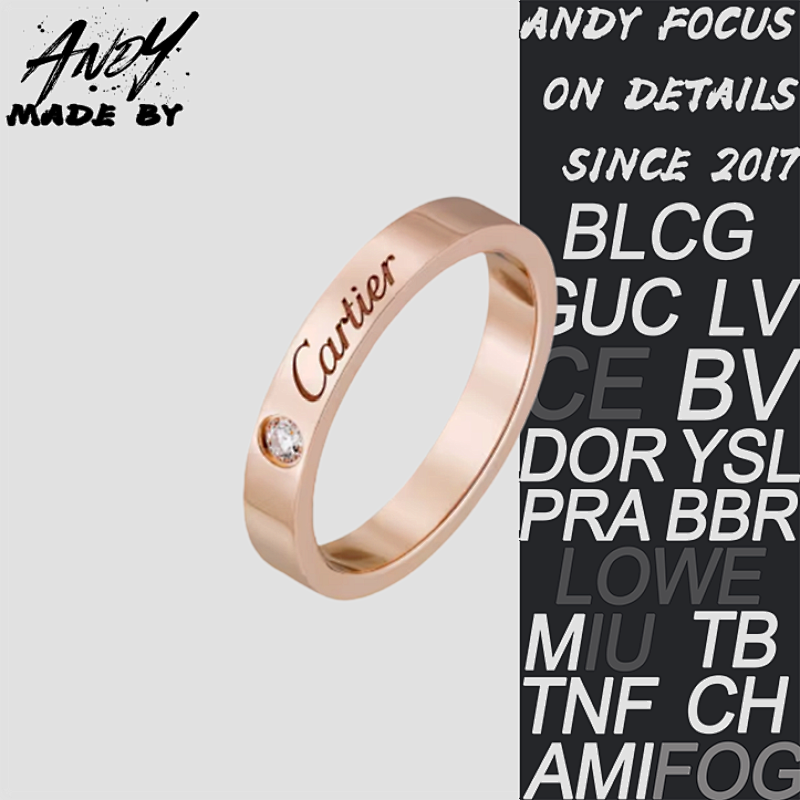 C Artier Narrow Edition Single Diamond Letter Logo Ring Rose Gold