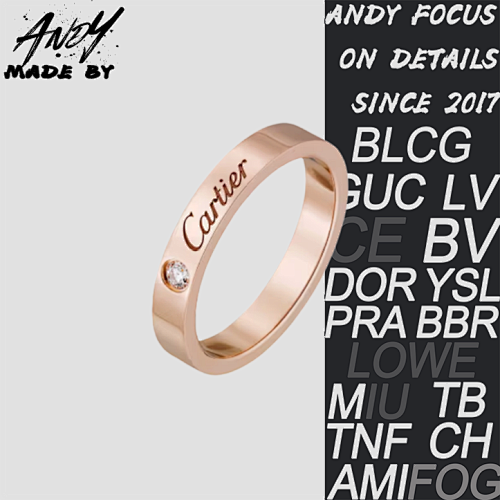 C Artier Narrow Edition Single Diamond Letter Logo Ring Rose Gold
