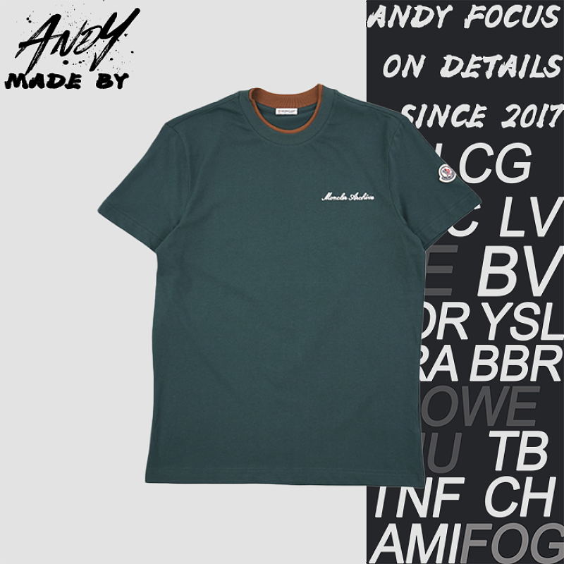 Color-block Collar T-shirt With Letter Embroidery