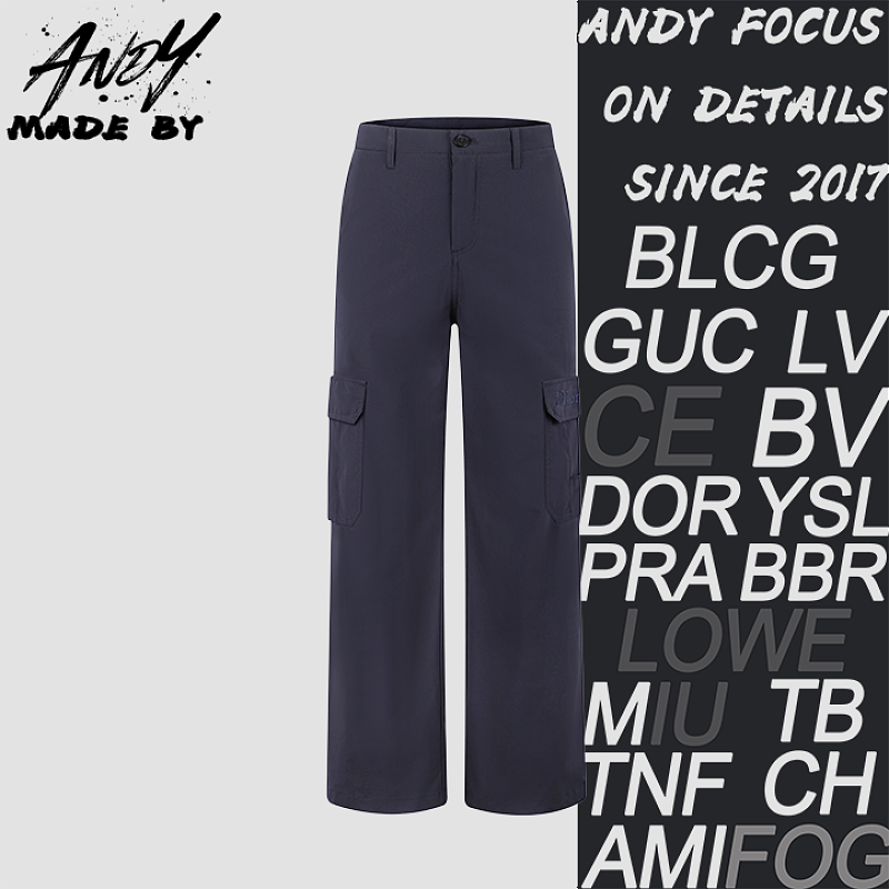 Letter Embroidery Logo Button Work Pants