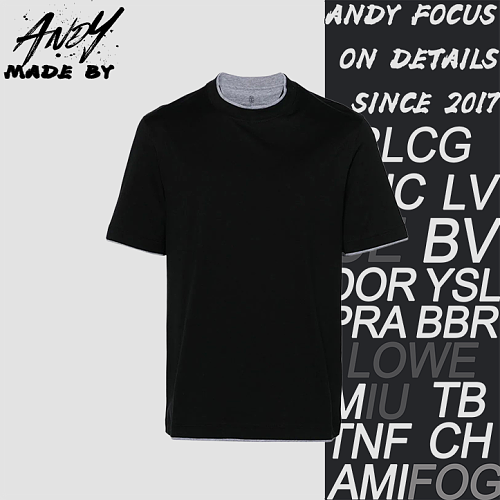 Silk-Gloss Cotton Fake Two-Piece Short Sleeve