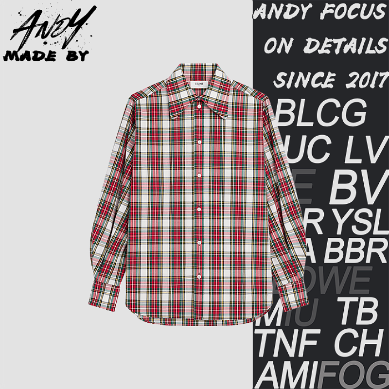 Celine Red And White Striped Long-sleeve Shirt