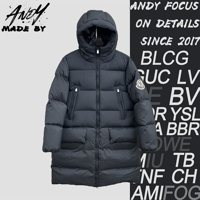 Moncler Midi-Length Down Jacket With Large Felt Badge