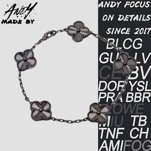 Van Laser Five Flower Bracelet Gun Black