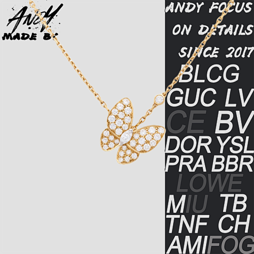 Van Cleef & Arpels Full Diamond Butterfly Necklace In Golden Yellow