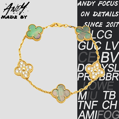 Van Grey Shell Simple Diamond Five Flower Bracelet Rose Gold