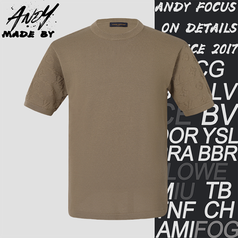 Cotton Jacquard Crew Neck Short Sleeve T-shirt