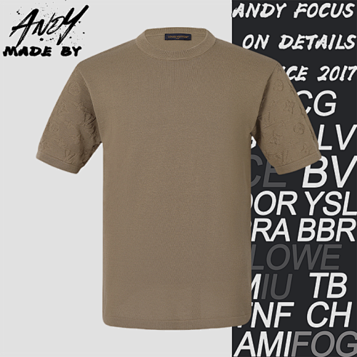 Cotton Jacquard Crew Neck Short Sleeve T-shirt