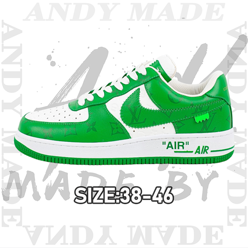 L V X Nike Air Force1Low Air Force Heavy Joint Brand White Green
