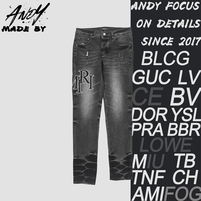 Amiri Logo Patch Distressed Jeans