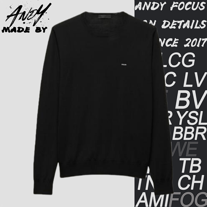 Small Label Wool Blend Crew Neck Sweater