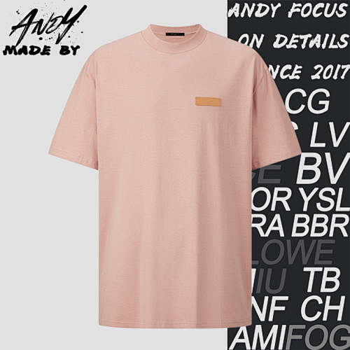 Composite Dyed Gold Powder Leather Label Short-Sleeve T-Shirt