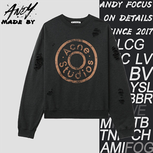 Distressed Crew Neck Sweatshirt With Rings And Holes
