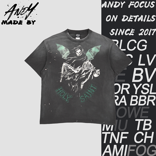 Skull Devil And Angel Print Short-Sleeve T-Shirt