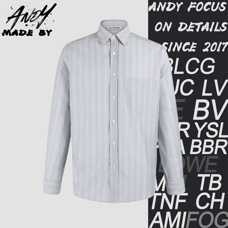 Acne Studios Striped Collared Button-Up Long-Sleeve Shirt
