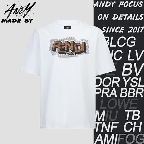 Fendi Embroidered Rhinestone Logo Short-Sleeve T-Shirt