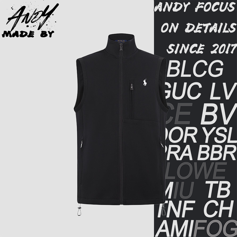 Half-turtleneck Logo Embroidered Reversible Vest