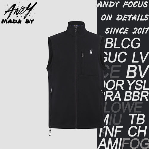 Half-turtleneck Logo Embroidered Reversible Vest